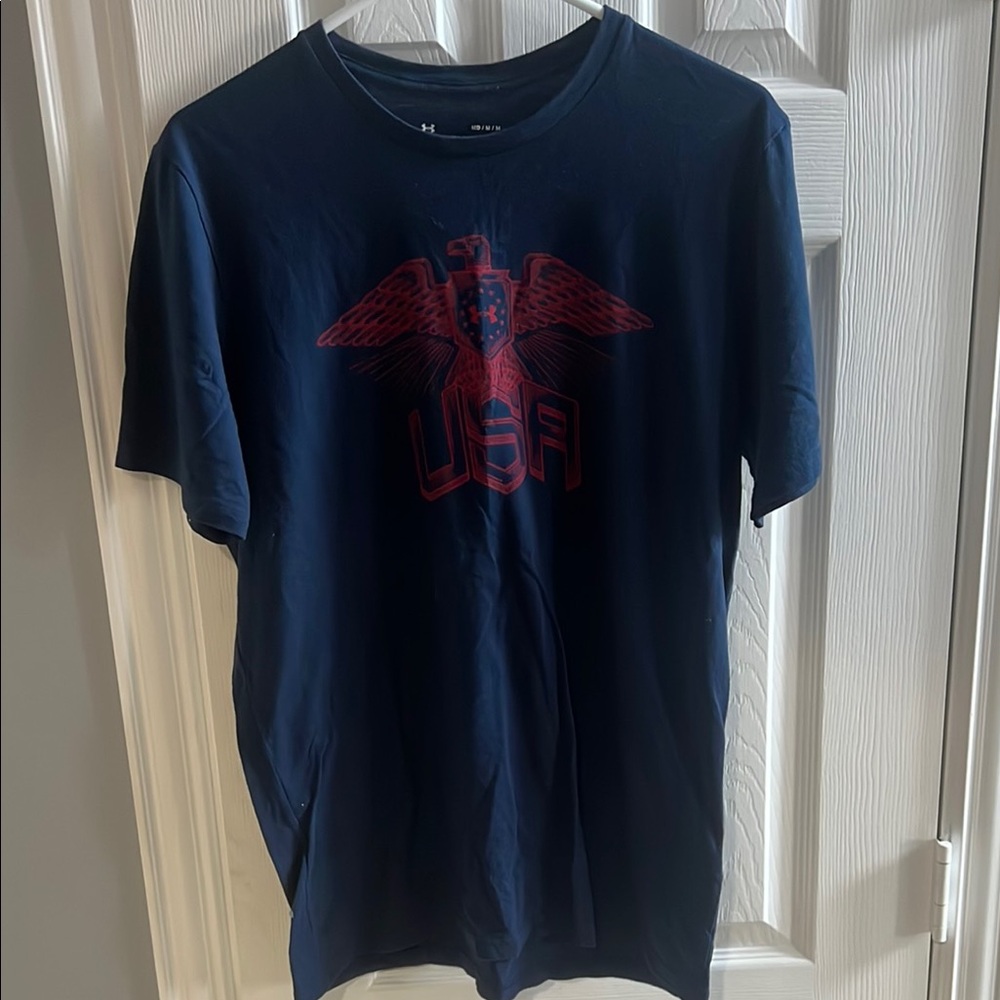 Under Armour Blue and Red Short Sleeve Tee